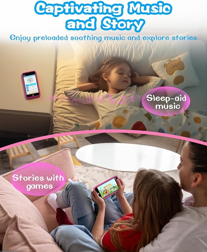 MOMILLA Kids Toys Smart Phone, 3.97" Touchscreen Phone with 16GB Storage, Christmas Birthday Gifts for Girls Age 3-10, Toddler Toy Learning Smartphone, Cell Phone with Front Camera(No Dual Camera)