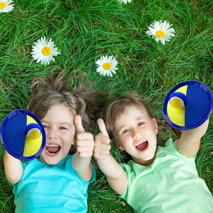 EVERICH TOY Upgraded Toss and Catch Ball Game Set - Indoor and Outdoor Games for Kids 3-12, Beach Sand Pool Water Toy Includes 2 Paddles 2 Sticky Balls, Great Birthday Gifts for Boys Girls