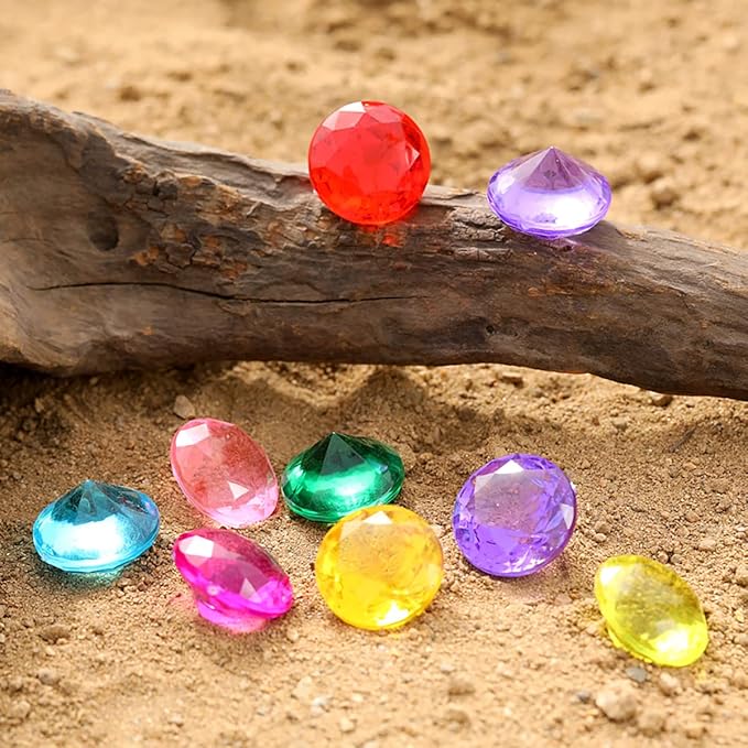 Diving gem Pool Toys Sand Toys,14 Color Diamond Treasure Chest Summer Swimming gems Pirate Diving Toy Set Underwater Swimming toyChildren's Game Gifts for Boys and Girls