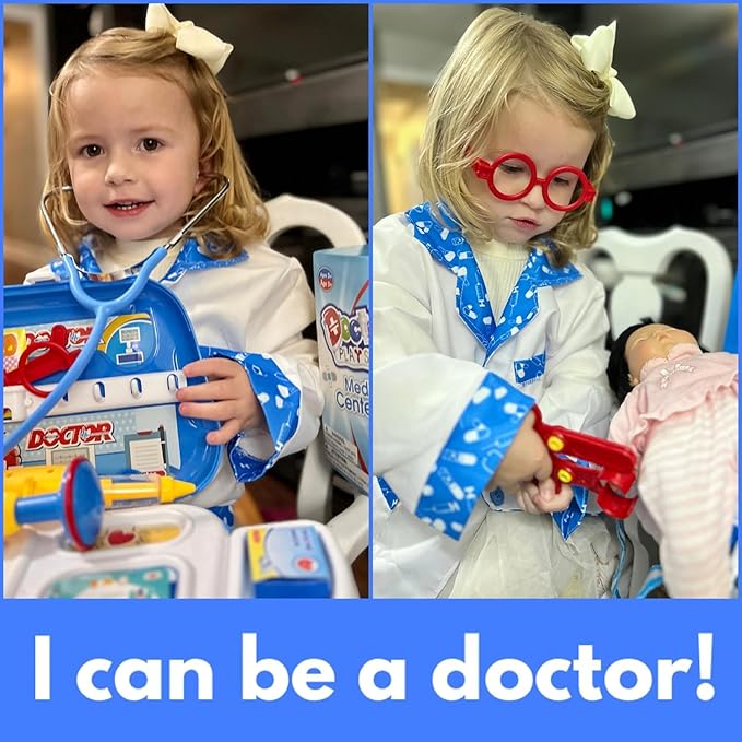 Kids Doctor Kit for Girls, Doctors Set for Toddlers 22 Pieces Doctor Play Gift for Kids Medical Toys Set with Roleplay Doctor Costume Toddlers Ages 3 4 5 6 Year Old