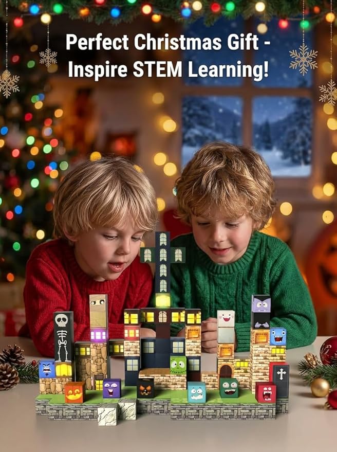 137PCS Magnetic Blocks - Magnetic Building Blocks, World Magnetic Lights Tiles Kids Build Cubes, STEM Toys for 3-5 4-8 5-7 Year Old Boys and Girls, Sensory Creative Activities Christmas Birthday Gift