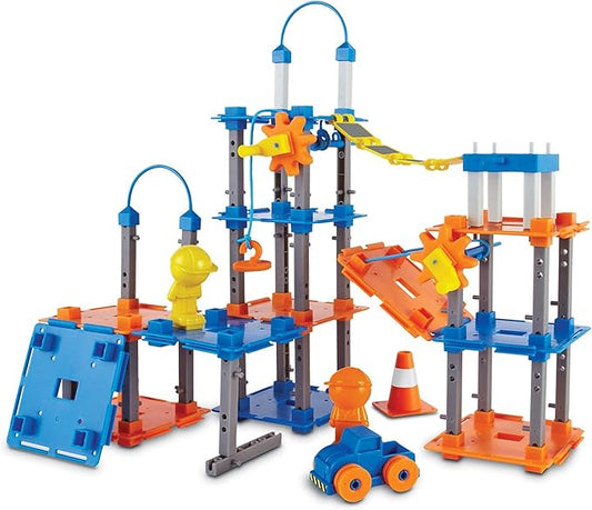 Learning Resources City Engineering and Design Building Set, Engineer STEM Toy, Construction Toys, 100 Pieces, Simple Machines Kids, Ages 5+