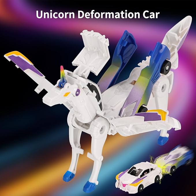 Car Toy transformable Unicorn, Sports car Collision Magic Unicorn, Children's transformable car Robot Suitable for Boys and Girls