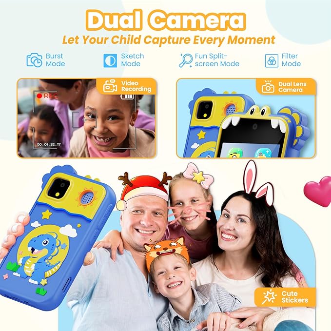 Kids Phone for Girl Toys, Kids Camera Toy Smart Phone Christmas Birthday Gifts Toddler Ages 2, 3, 5, 7, 8, 10 Year Old, Educational Learning Toys with 2.8" Touchscreen, Music Video Game (Blue)