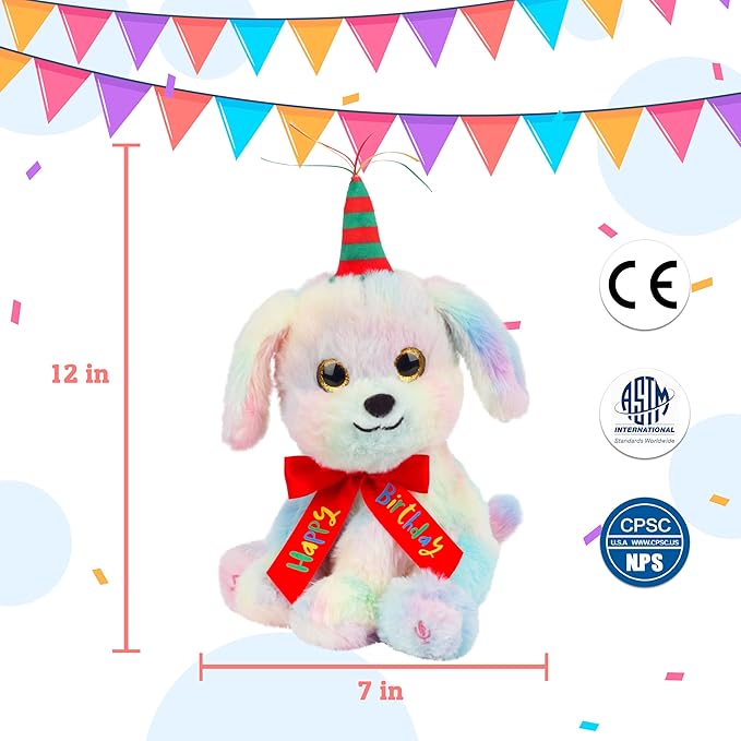 Cuteoy Musical Birthday Dog Repeat What You Say Interactive Animated Stuffed Animal Shaking Singing Dancing Turning Circle Puppy Plush Toy Electric Plushies Gifts for Kids Girls Boys Birthday