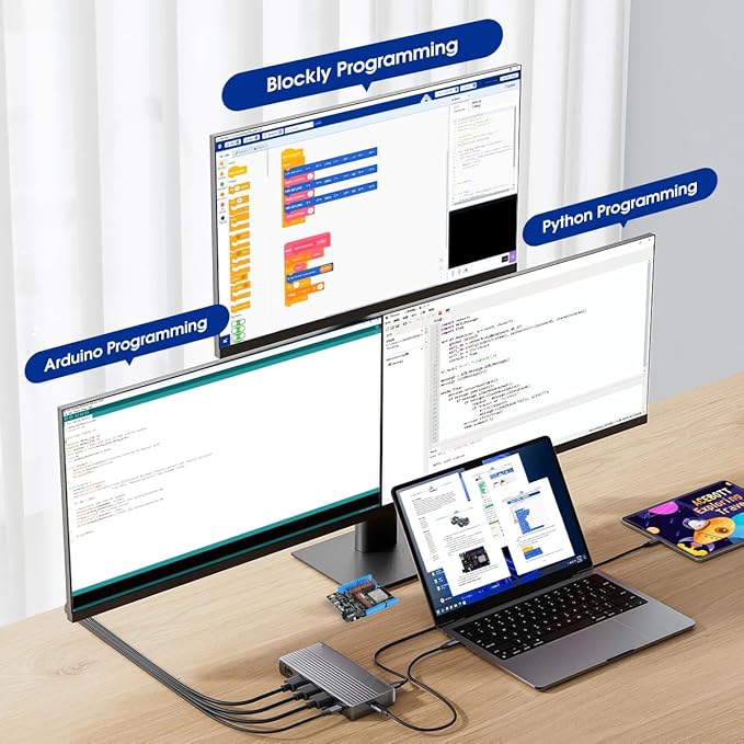 ACEBOTT ESP32 Smart Camera Solar Robot Car, 4WD Omnidirectional Movement Remote Control Car Compatible with Arduino IDE, Electronics Programming Project/STEM Educational/Science Coding Kit for 12+