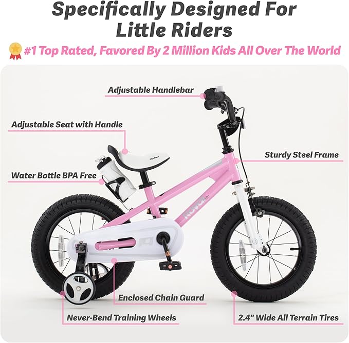 RoyalBaby Kids Bike Freestyle Classic & EZ Balance Pedal Switchable Bicycle, 12 14 16 18 Inch, 3-10 Years Toddler to Big Kids