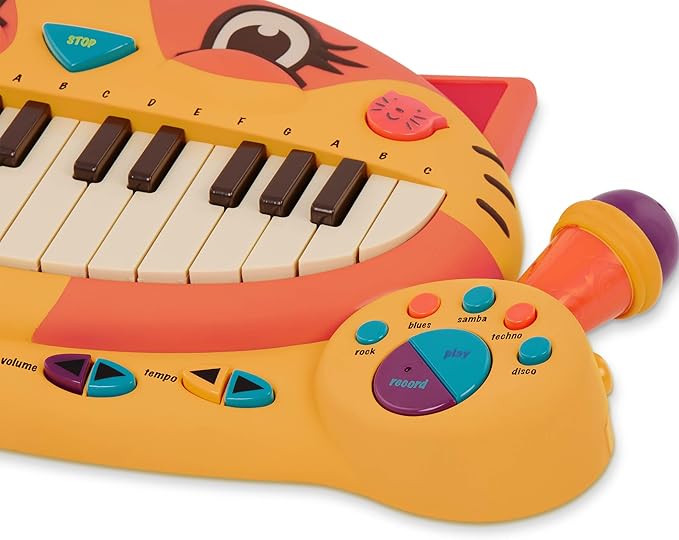 B. toys – Meowsic – Interactive Cat Piano – Toy Piano & Microphone – Musical Instrument For Toddlers, Kids – 20+ Songs, Sounds & Recording Feature – 2+ Years