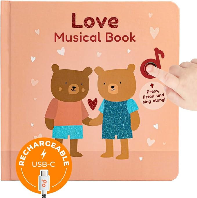 Cali's Books Music Books for Toddlers 1-3 Years Old - Interactive Sound Baby Book for Baby Girls, Musical Toy for 1 Year Olds, Singing Valentine's Day Song Toys, Button Board Book