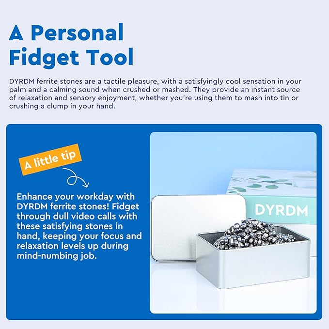 1000+ Original Ferrite Putty Silver, Fidget Toy Ferrite Stones for Stress Relief, Sensory Toy for Adults & Teens 14+, Holiday Stocking Stuffer, Ferrite Rocks Fidget Present for Office