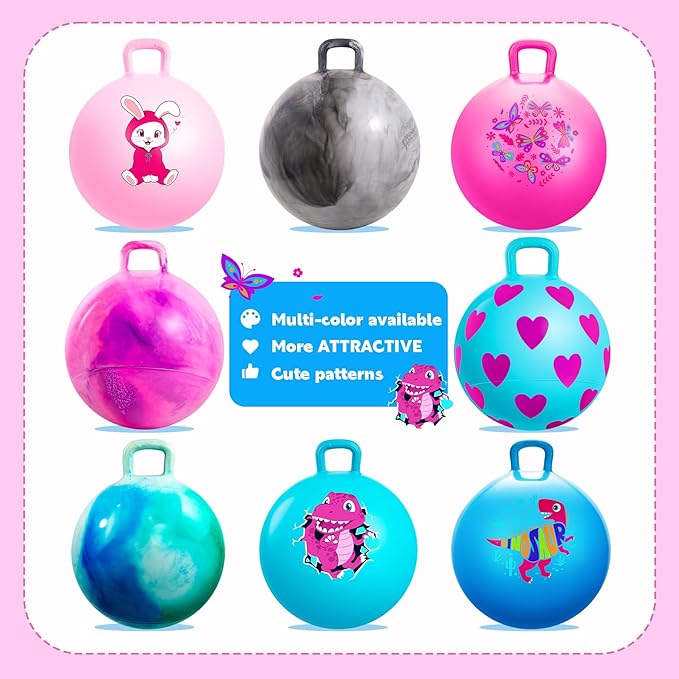 EVERICH TOY Hopper Ball for Kids 4-8, 18In Dinosaur Hoppity Hop Ball, Sit On Bouncy Balls with Handle, Indoor Outdoor Christmas Hopping Toys Gifts for Boys Girls