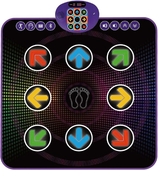 SUNLIN Light Up Dance Mat for Boys Girls Ages 3 4 5 6 7 8, Fun Toy Gift w/ 9 Light Up Keys & Bluetooth, Interactive Music Pad w/ 4 Game Modes & Adjustable Volume, Birthday Gift for Kids 3-12