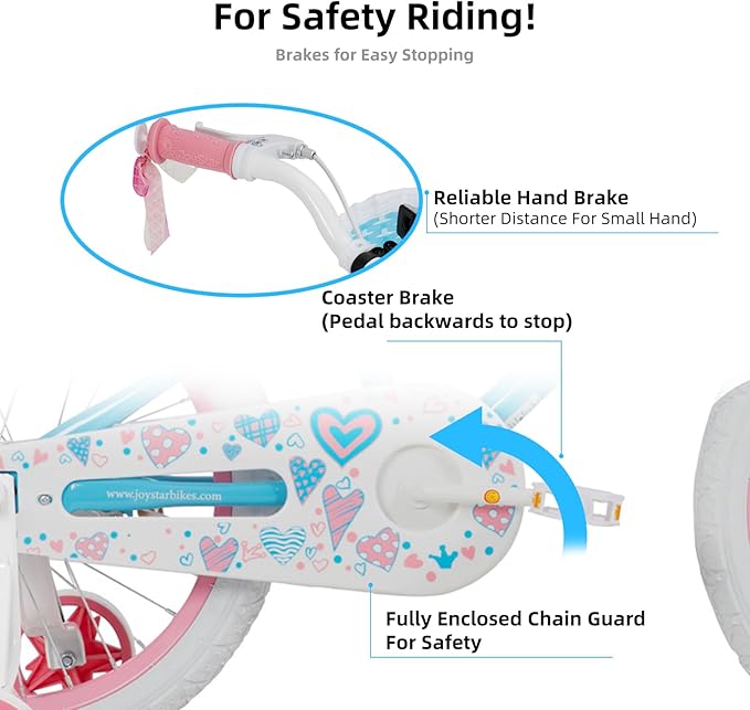 JOYSTAR Angel Girls Bike for Toddlers and Kids Ages 2-13 Years Old, 12 14 16 18 20 Inch Kids Bike with Training Wheels & Basket, 20 24 Inch Girls Bicycle with Handbrake & Kickstand