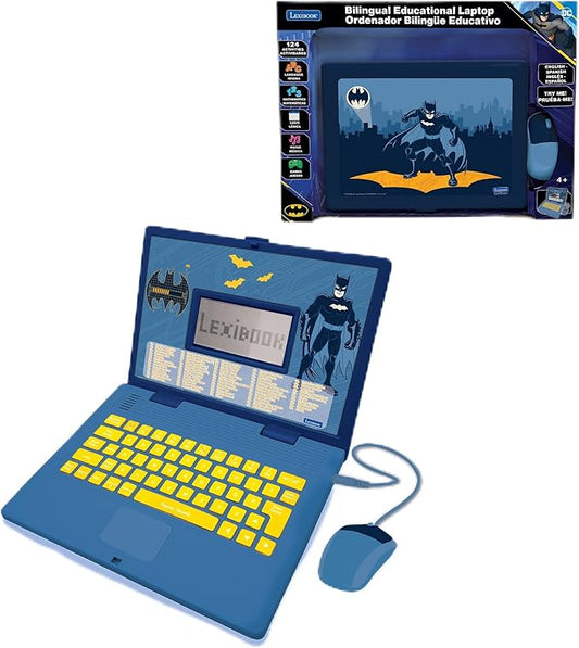 Lexibook, Batman, Bilingual Spanish/English Educational Computer, Toy for Children with 124 Activities, Writing, Maths, Logic, Music Activities and Games, Blue, JC598BATi2