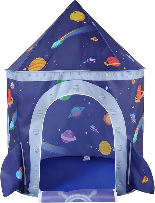 TTLOJ Rocket Space Ship Kids Play Tent Gift, Toddlers Playhouse Castle Toys, Baby Boys Girls Gift for 3 4 5 6 7 Year Old, Outdoor Indoor Teepee Tent