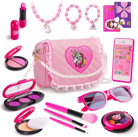 Meland Toys for Girls - Toddler Girls Gift Idea for Birthday Christmas, Pretend Makeup Kit with My First Purse Toy, Makeup for Kids Age 3-6 Year Old for Pretend Play