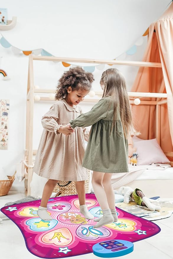 SUNLIN Dance Mat - Rhythm Step Play Mat - Dance Game Toy Pad with LED Lights, Gift for Kids Girls 3-12, Adjustable Volume, Built-in Music, 3 Challenge Levels