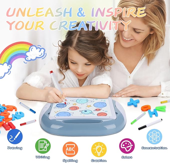 Toy for 1-2 Year Old Boys, Toddlers Toys with Magnetic Letters and Numbers, Art Easel for Kids 1 2 Year Old, Boy Birthday Christmas Gifts (Blue)