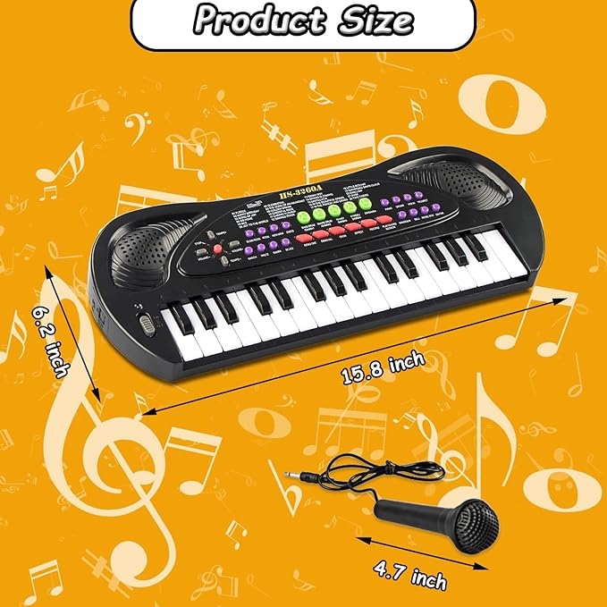 32 Keys Kids Piano Keyboard Toys, Multifunction Keyboard for Kids - Children Early Learning Educational Music Piano Toys for 3-8 Year Old Boys and Girls (Black)