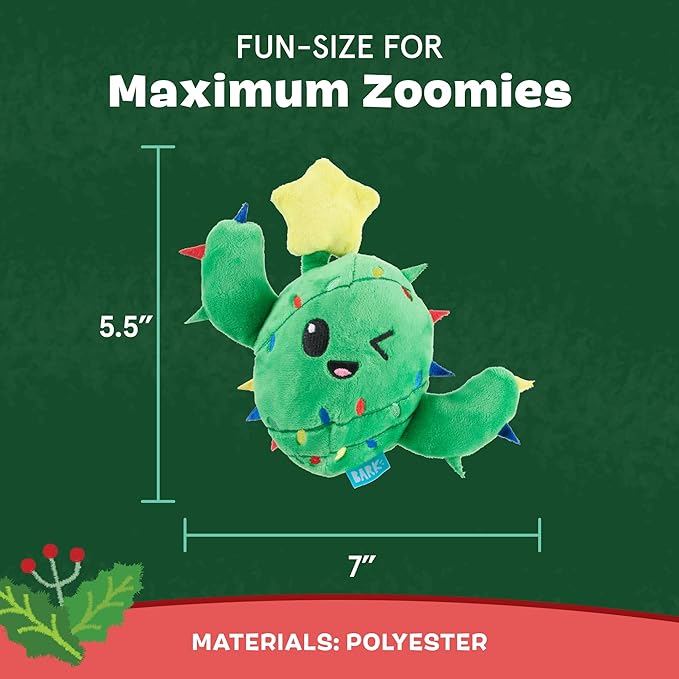 Barkbox Consuela The Christmas Cactus Dog Toy – Plush Rip & Reveal Holiday Toy with Whip-N-Flip Arms, Fluffy Stuffing & Hidden Spiky Ball Squeaker – Festive Play for Large Dogs (Pack of 2)