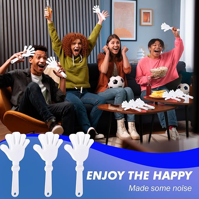 36 Pcs Hand Clappers Noisemakers 7.5 Inch Clappers Noisemakers Plastic Hand Clappers for Birthdays Game Football Sporting Events Cheers Supplies Dance Basketball Football Noisemakers（White）