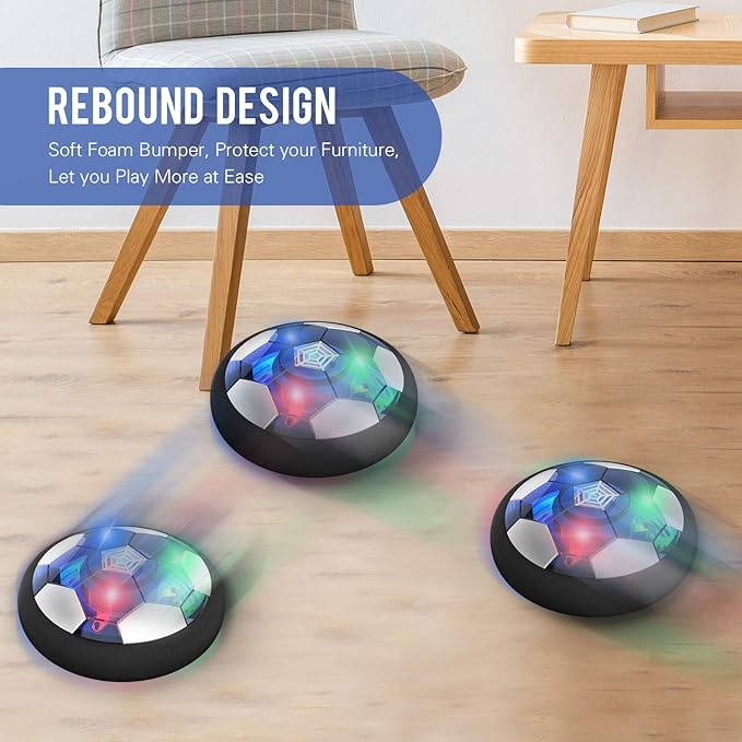 Hover Soccer Ball Boy Toy, Air Powered Floating Hover Soccers with LED Light, Kids Training Soccer Ball Indoor Outdoor Game, Birthday Gifts for Age 3 4 5 6 7 8-10 Years Old Boys Girls