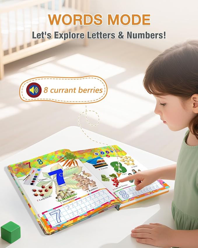 English Interactive Sound Book for Kid,Alphabet & Number Talking Book for Toddlers Age 3-5,Preschool ABC Learning Travel Toy for Boys Girls Birthday Gift 3 4 5 6 Year Old,Sensory Autism Toy,600+ Audio