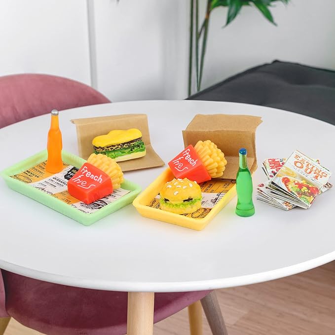 15 Pcs Doll Accessories Miniature Laptop Computer Tablet Phone Mini Backpack and Mini Food Including Burger Soda Set and Burger Hot Dog Set and Gourmet Magazine for 11.5 inch Doll