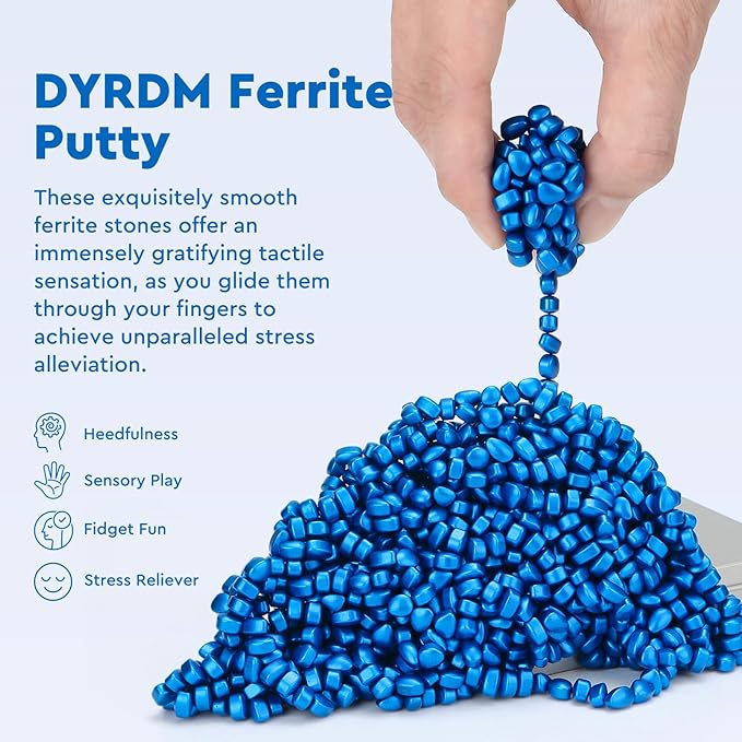 1000+ Original Ferrite Putty Blue, Fidget Toy Ferrite Stones for Stress Relief, Sensory Toy for Adults & Teens 14+, Holiday Stocking Stuffer, Ferrite Rocks Fidget Present for Office