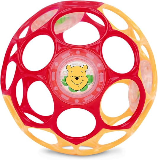 Disney Winnie The Pooh Oball Easy-Grasp Rattle by Bright Starts, Infant Toy in RedYellow, Age Newborn and up, 4 Inches