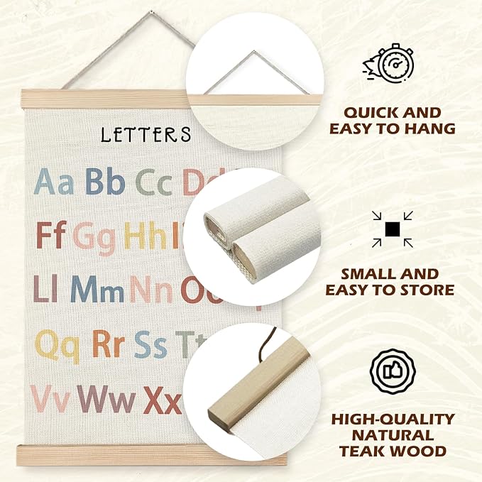 Supwhd Classroom Wall Decor, Numbers and Alphabet Educational Wall Art Poster, Alphabet ABC Numbers from 1 to 20 Poster Wall Decor for Toddler Kids Room Playroom Classroom, 12x16 Set of 2