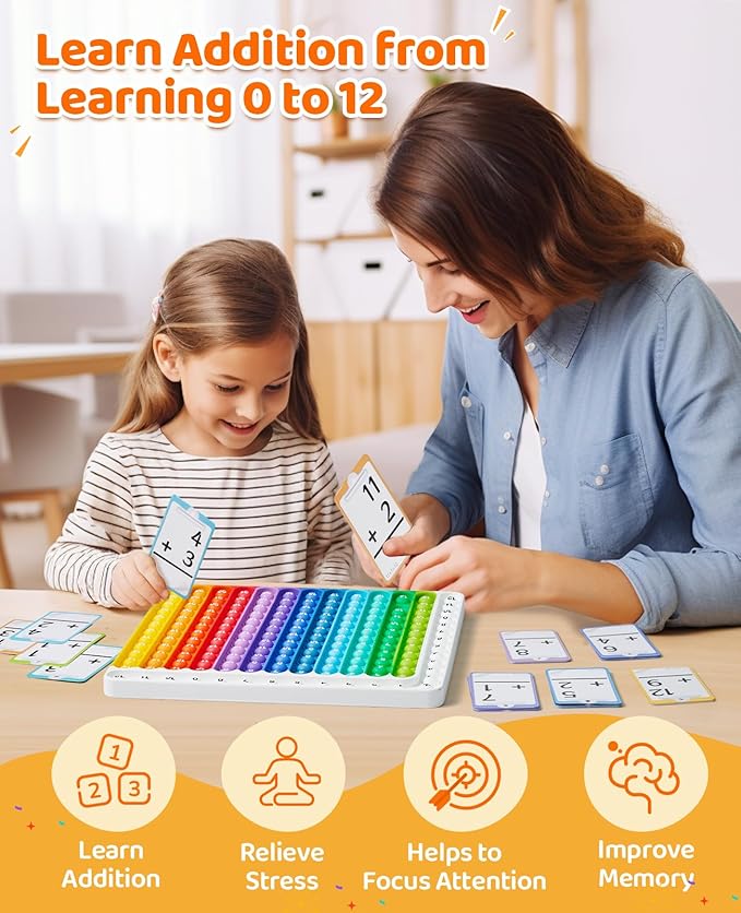 JoyCat Addition Flash Cards +Chart,78 Hole Punched Flashcards for Kids Pre K,1st,2nd,3rd Grade,Math Learning Tools Games,Perfect for Class,Birthday-with 2 Rings,1 Storage Bag