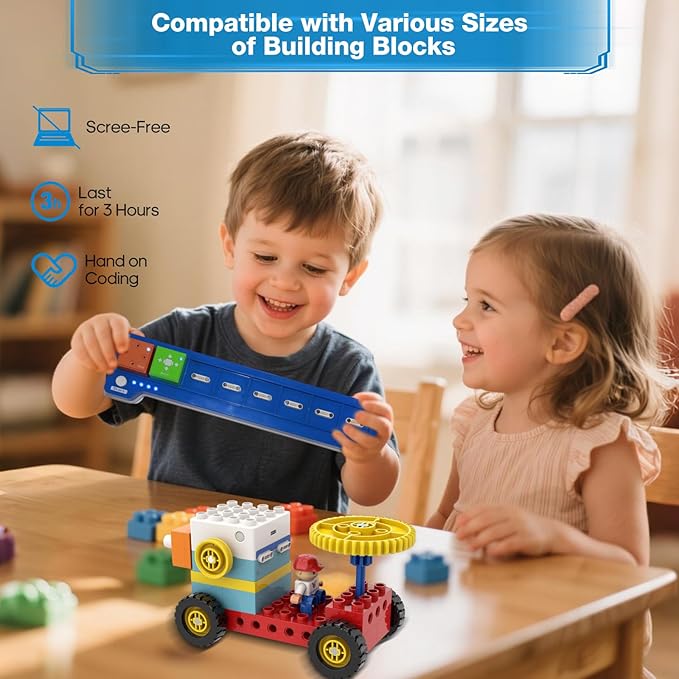 10-in-1 ICBlocks Screen-Free Coding Robot Kit for Kids, 85+ PCS Science Kits, Stem Robotics Building, Educational Coding Projects Gifts for Boys & Girls Ages 3-6 Years