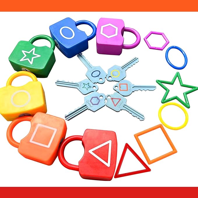 Xylolin Preschool Shape Sorting Matching Learning Locks with Keys Toys for Toddlers, Color Recognition Toy Set,Montessori Educational Fine Motor Skills Toy for Kids Ages 3+