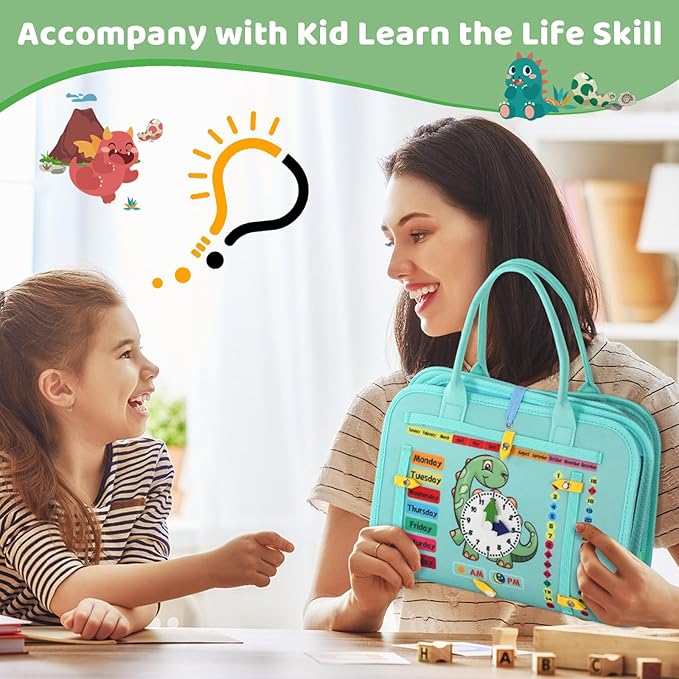 Toddler Busy Board for 1 Year Old, Montessori Toy Busy Book for Toddlers 1-3 with Fishing Game Motor Skills, Learning Toy Car Airplane Activities Kid Travel Essential 2-4 Yr Christmas Birthday Gift