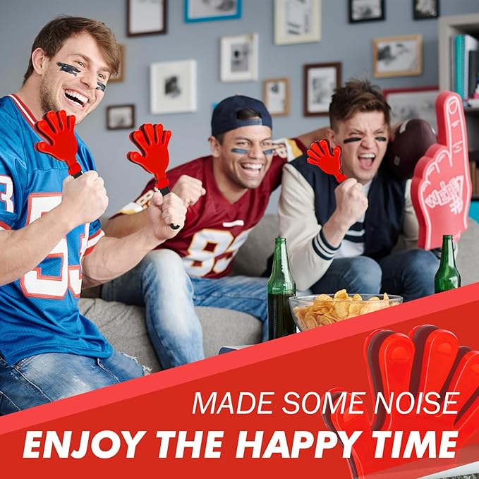 12 Pcs Hand Clappers Noisemakers 7.5 Inch Clappers Noisemakers Plastic Hand Clappers for Birthdays Game Football Sporting Events Cheers Supplies Dance Basketball Football Noisemakers(Red and Black)