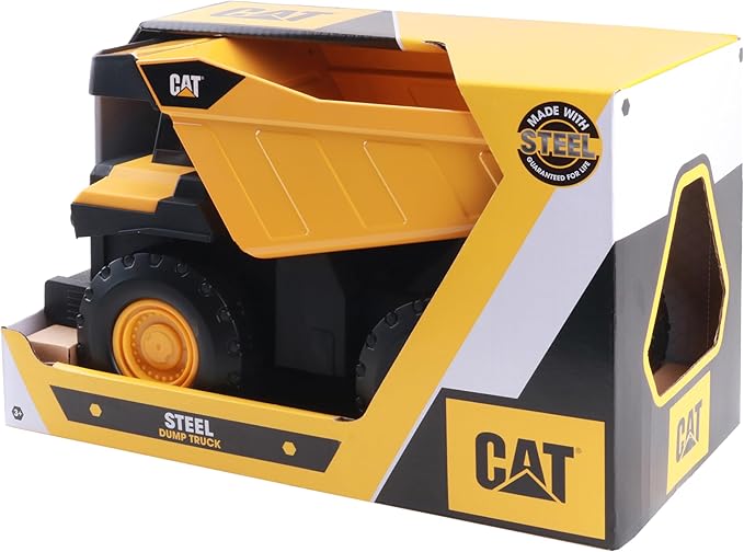 Cat Construction Toys, Steel Dump Truck 16" - Real Steel Body, Working Dump Bed, Oversize All-Terrain Wheels, Heavy-Duty Construction Vehicle for Indoor/Outdoor Play, Kids Ages 3 +