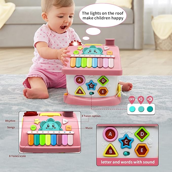 Montessori Toys for 1+ Year Olds Girl Gifts - 8-in-1 Musical Learning House Baby Toy 6-12 12-18 Months, Toddler Toys Age 1, 2 Year Old Girl Birthday Gifts