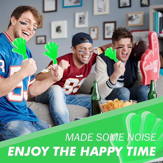 12 Pcs Hand Clappers Noisemakers 7.5 Inch Clappers Noisemakers Plastic Hand Clappers for Birthdays Game Football Sporting Events Cheers Supplies Dance Basketball Football Noisemakers(Green and White)