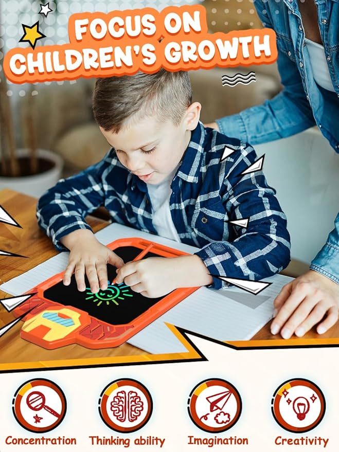 LCD Writing Tablet Doodle Board 10 Inch, Colorful Drawing Pad, Electronic Drawing Tablet, Drawing Pads,Travel Gifts for Kids Ages 3 4 5 6 7 8 Year Old Girls Boys (Mech Warrior)