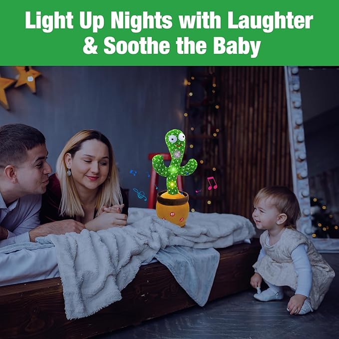 Ayeboovi Dancing Talking Cactus Baby Toys, Interactive Toy Repeating Records What You Say, Volume Adjustable Singing Cactus Toddler Toys with 120 Songs, Stocking Stuffers for Kids