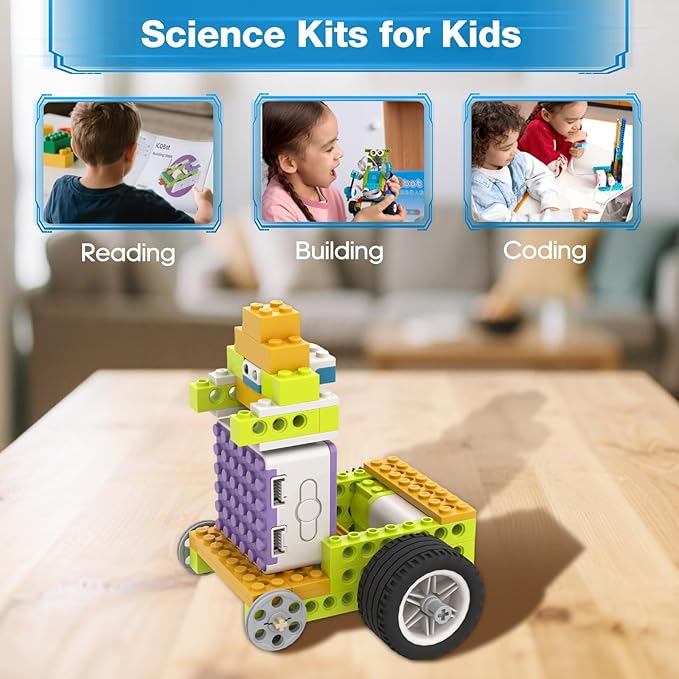 ICQbot 10 in 1 Coding Robot Kit,270+ Piece ScratchJr Learning Educational APP Remote Voice Programming Building Toys for Age 5+ Kids