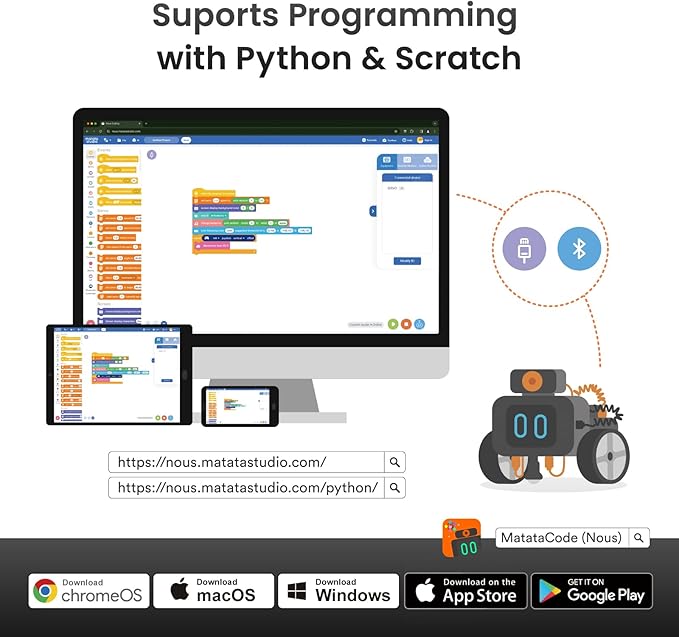 Nous AI Robot for Kids Ages 12+, STEM Coding Robot for Boys and Girls with Scratch & Python Programming, Robot Building Kit for Kids to Build Your Own AI Robot
