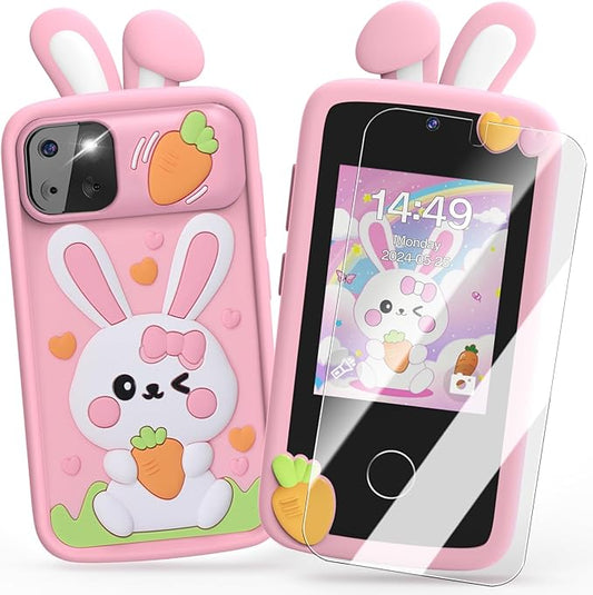 Luyiilo Kids Smart Phone Toys for Girls,Easter Gift for Kids Toys for 3-9 Girls Mini Smart Phone Toys with 2.8" Touchscreen 16 Learning Games Dual Camera Music Player, 8G SD Card