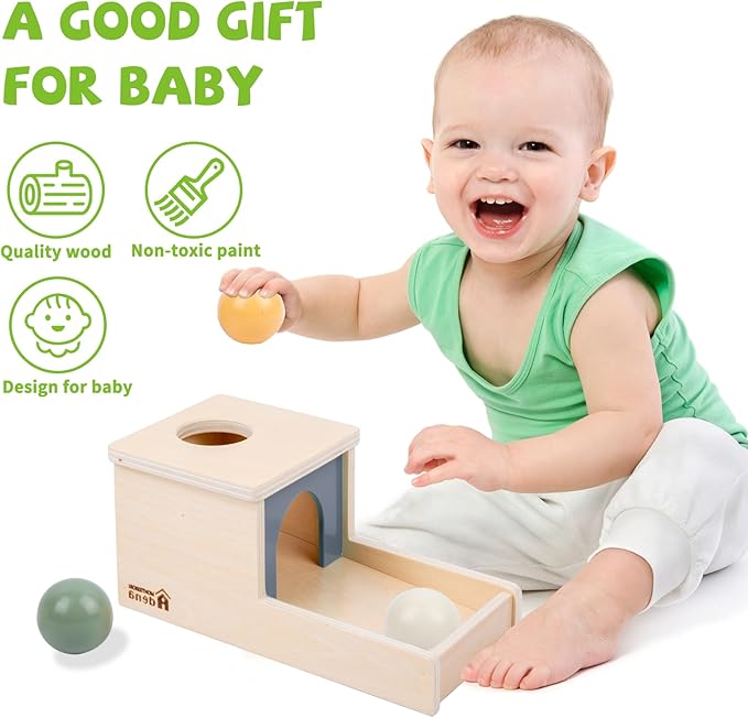 Adena Montessori Wooden Toy for 6-12 Month Baby 3 Balls,Sorting and Stacking Colorful Learning Education Toy for Toddler Kid 1-2 Year Old, Preschool Developmental Girl and Boy Gift