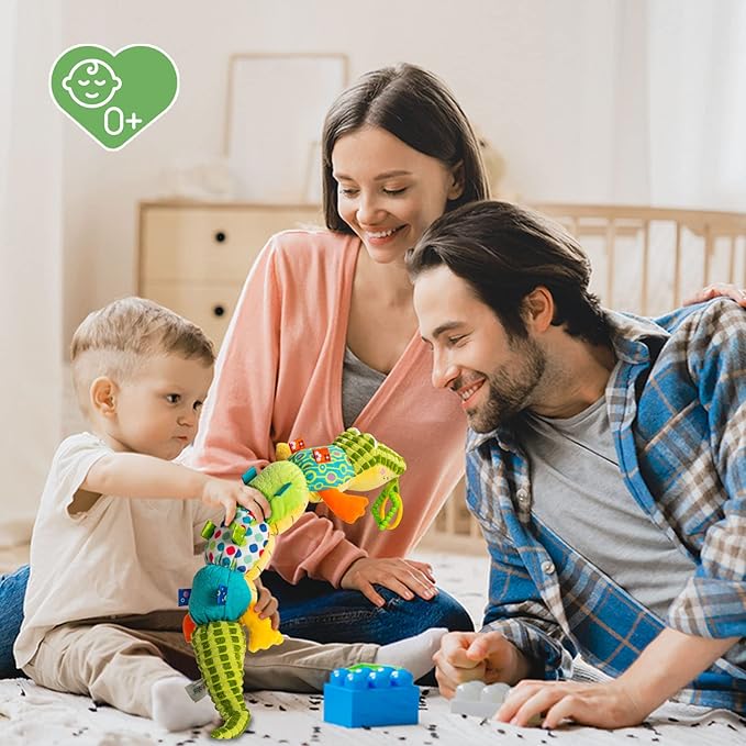 Jollybaby Baby Toys, Tummy Time Baby Toys 6-12 Month with Rattles, Crinkle, Newborn Musical Toy for Infant 0 3 6 9 12 Months Boys & Girls-Alligator