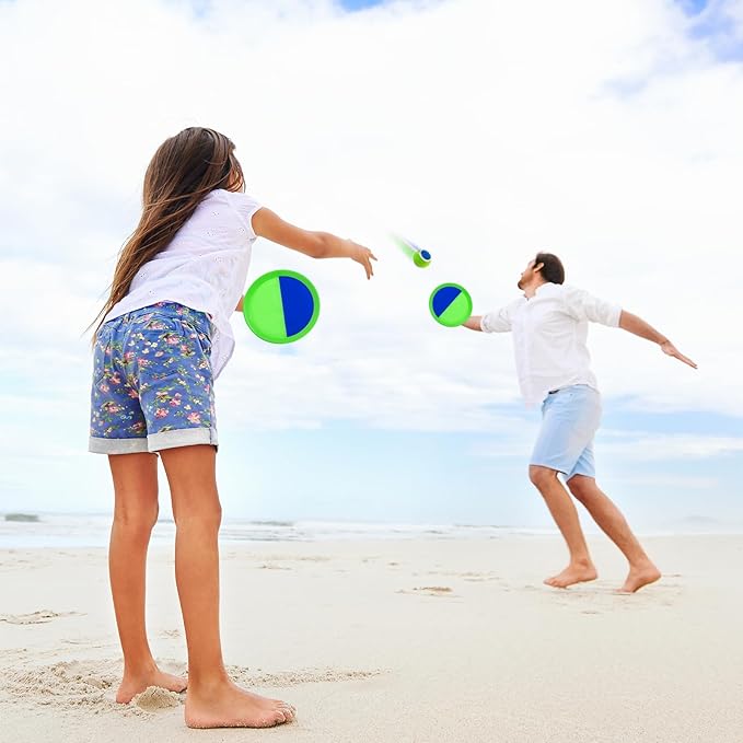 Ayeboovi Kids Outdoor Beach Pool Toys Toss and Catch Ball Set Upgraded Light UP Ball Yard Lawn Games for 3-12 Years Boys Girls Toddlers Birthday Gifts Stocking Stuffers-Green