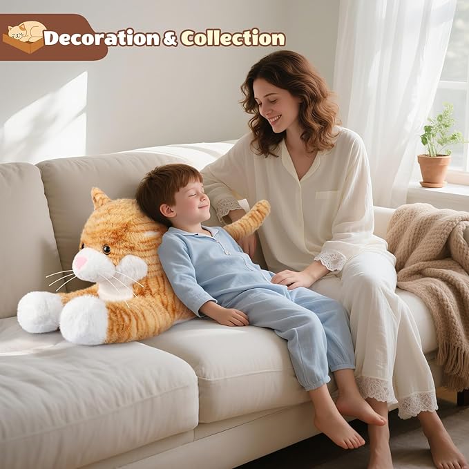 Giant Cat Plush 30", Jumbo Soft Orange Cat Stuffed Animal, Giant Plush Toys Hugging Pillow for Stress Relief & Sleep Aid, Huge Cuddly Cats Plushies Gift for Kids Adults
