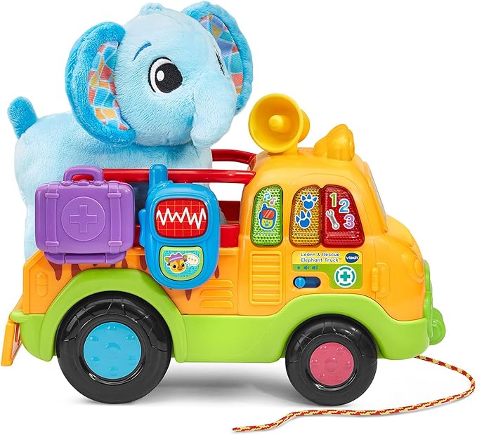 VTech Learn and Rescue Elephant Truck Pull Toy with Plush Elephant