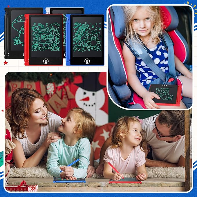 32 Pieces Mini LCD Writing Tablet 4.5 Inch Educational Toys Learning Writing Pad Erasable Drawing Pad Reusable Learning Toy Gift Preschool Art Toys for Girls Boys Birthday Favor (Plain Colors)